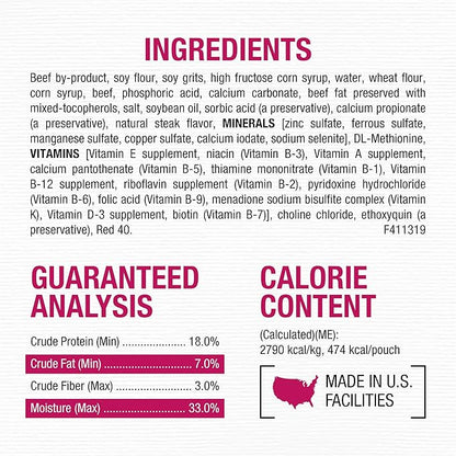 Purina Moist and Meaty Steak Flavor Soft Dog Food Pouches - 36 ct. Pouch
