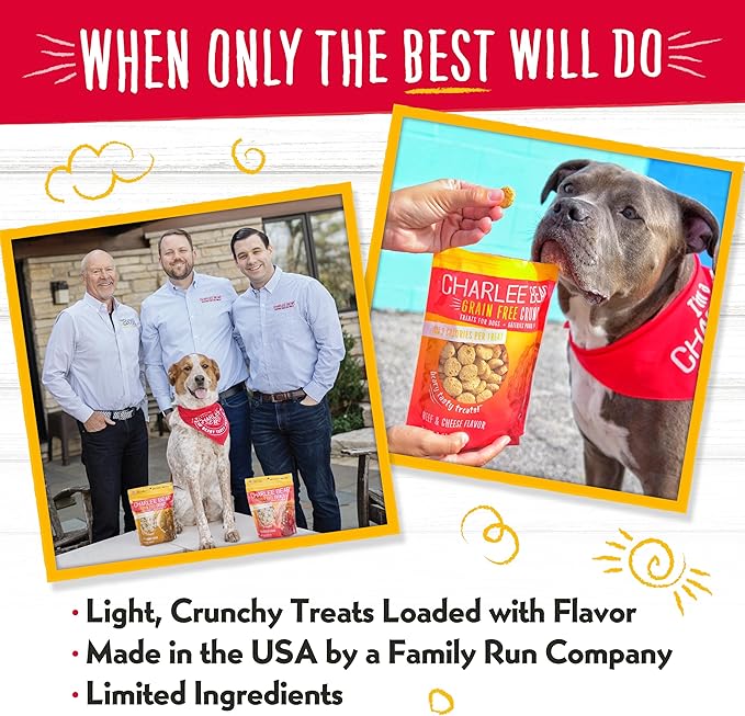 Charlee Bear Crunch Grain Free Dog Treats, Chicken, Pumpkin and Apple, 8 Ounce Resealable Bag, Low Calorie Training Treats for Dogs, Limited Ingredient, Healthy, Crunchy Dog Snacks, Made in USA