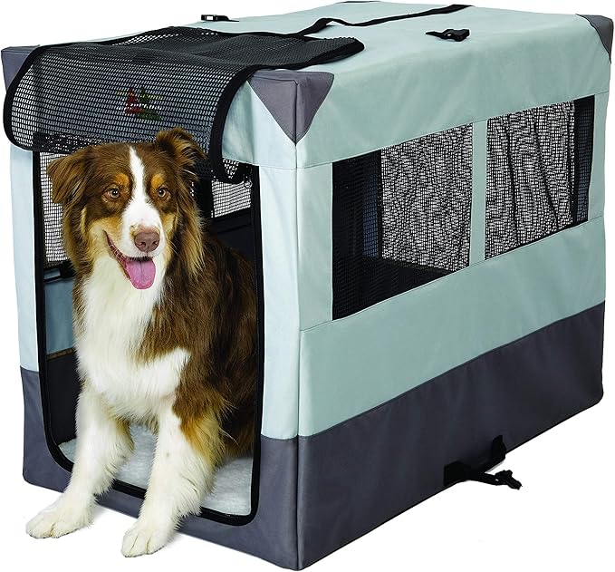 MidWest Homes for Pets Canine Camper Sportable, 36-inch Portable Tent Crate for Dogs, Soft-Sided, Folding Frame, Mesh Windows, Zip Door, Water-Resistant, Includes Pad