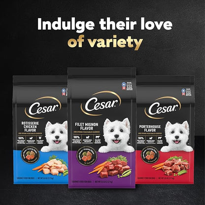 Cesar Small Breed Dry Dog Food for Small Dogs, Porterhouse Flavor and Spring Vegetables Garnish, 5 lb Bag
