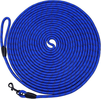 Long Dog Leash for Training 15Ft-Reflective Nylon Rope with Swivel Hook-Recall Agility Lead for Large Small Medium Dogs Outside Walking Hiking-Royal Blue