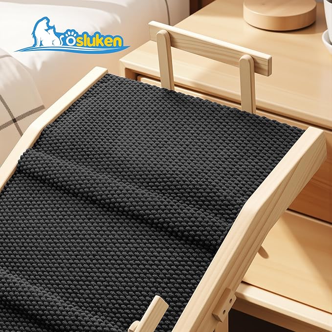 Dog Ramp for Bed with Rails, 64" Long Foldable Pet Ramp for Small Large Dogs, Dog Ramps for High Beds with Safety Side Railng, 6 Adjustable Heights 24" to 30" Up to 220LBS (Black, 63" X 17inch)