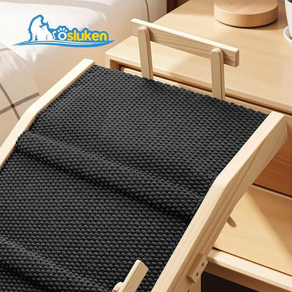 Dog Ramp for Bed with Rails, 64" Long Foldable Pet Ramp for Small Large Dogs, Dog Ramps for High Beds with Safety Side Railng, 6 Adjustable Heights 24" to 30" Up to 220LBS (Black, 64" X 17inch)