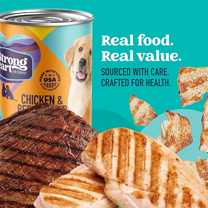A Strong Heart Wet Dog Food, Puppy Chicken & Beef Dinner, Made with Real Chicken & Beef, Made in The USA, 13.2 oz Can (Pack of 12)