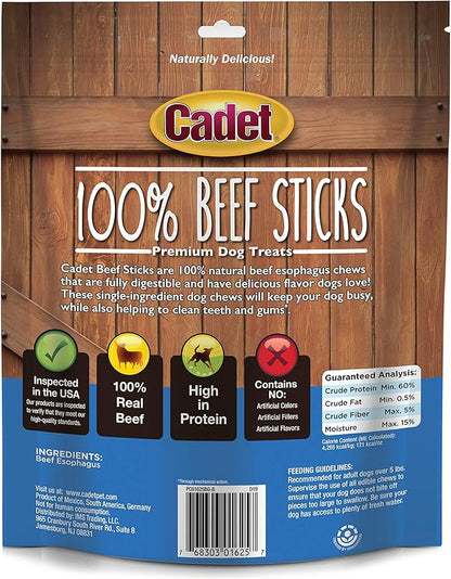 Cadet 100% Beef Strips Dog Chew Sticks,Long-Lasting -Ingredient Natural Treats,High-Protein,Perfect for Small & Large Breeds,12 oz,(Pack of 2)