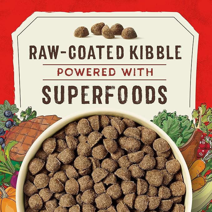 Stella & Chewy's SuperBlends Raw Coated Wholesome Grains Grass-Fed Beef, Beef Liver & Lamb Recipe with Superfoods, 3.5 lb. Bag