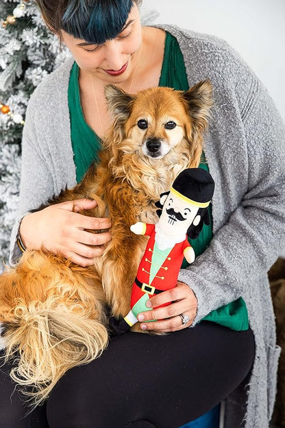 Pearhead Holiday Nutcracker Dog Toy, Stuffed Dog Plush Toy, Squeaker Pet Toy, Christmas Dog Toy, Pet Owner Gift, Novelty Pet Toys
