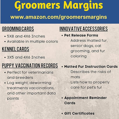 100 Dog Grooming Client Cards 5X8 Inch Client Profile Cards Dog Grooming Salon Must Haves for Pet Kennel Records, Groomer Customer Information Cards, Professional Pet Grooming Supplies