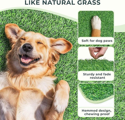 BurgeonNest Dog Grass Pad with Tray 45"x32", Includes Reusable Artificial Turf for Dog Litter Box, Ultra-Absorbent Washable Pee Pad & EVA Material Tray for Balcony, Apartment & Indoor/Outdoor Use
