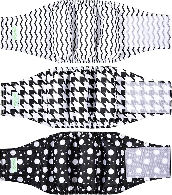 wegreeco Washable Male Dog Belly Band (Stylish Pattern)- Pack of 3 - Washable Male Dog Belly Wrap, Dog Diapers Male (Houndstooth, XX-Large)