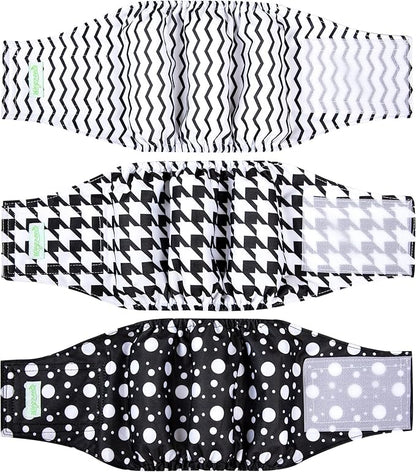 wegreeco Washable Male Dog Belly Band (Stylish Pattern)- Pack of 3 - Washable Male Dog Belly Wrap, Dog Diapers Male (Houndstooth, Large)