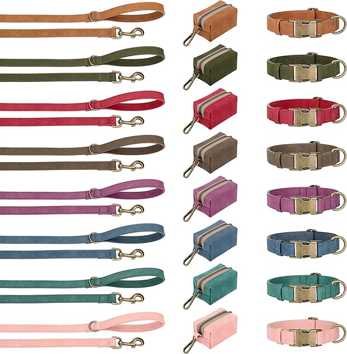 Didog Soft PU Leather Dog Collar, Stylish Quick Released Dog Collars for Medium Dogs, Easy Clean Adjustable Pet Collar for Daily Walking, Light Brown, M Fit 14-18" Neck