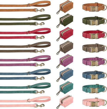Didog Soft PU Leather Dog Collar, Stylish Quick Released Dog Collars for Medium Dogs, Easy Clean Adjustable Pet Collar for Daily Walking, Light Brown, M Fit 14-18" Neck