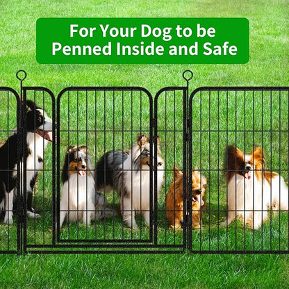 Kfvigoho Dog Playpen Outdoor Extra Wide 24 Panels Heavy Duty Dog Fence 32" Height Anti-Rust with Doors Portable for RV Camping Yard, Total 63FT, 316 Sq.ft, Snowy Black