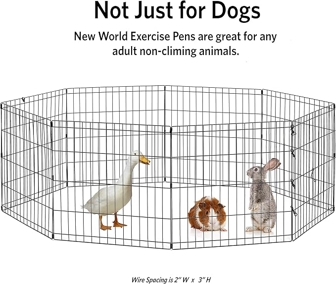 New World by MidWest Homes for Pets 18-Inch Exercise Pen, for Indoor and Outdoor use, 16 Sq Feet of Play, Folding Dog Pen, No Door Design for Maximum Security, Easy to Set Up, Foldable Pet Playpen
