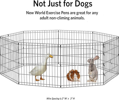 New World by MidWest Homes for Pets 18-Inch Exercise Pen, for Indoor and Outdoor use, 16 Sq Feet of Play, Folding Dog Pen, No Door Design for Maximum Security, Easy to Set Up, Foldable Pet Playpen