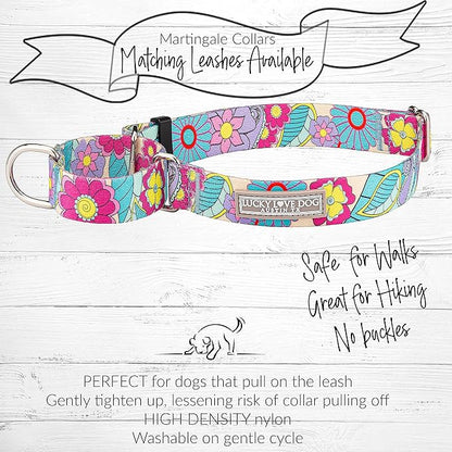 Lucky Love Dog Martingale Collar, Premium No Slip Martingale Collar for Large Dogs, Great for Whippets, Greyhounds, and More (Caroline, Large)