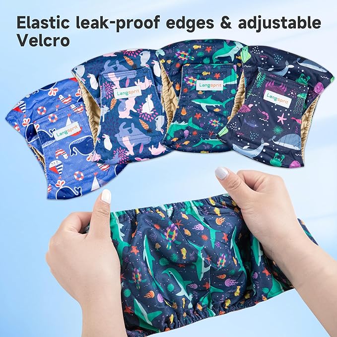 Male Dogs Diapers Belly Bands(4Pack), Washable Reusable Male Boy Doggy Wraps Panties for Doggie Puppy Pooping Potty Training Incontinence Marking Pañal para Perro Medium
