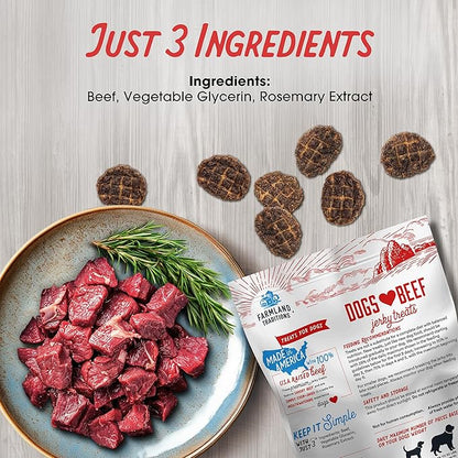 Farmland Traditions Dogs Love Beef Jerky Dog Treats with Only 3 Ingredients and No Fillers, 2.5 Pound (Pack of 1).