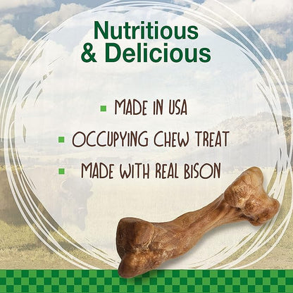 Nylabone Healthy Edibles WILD Natural Dog Chews, Long Lasting Bones for Dogs, Bison Flavor Dog Treats, Medium (2 Count)