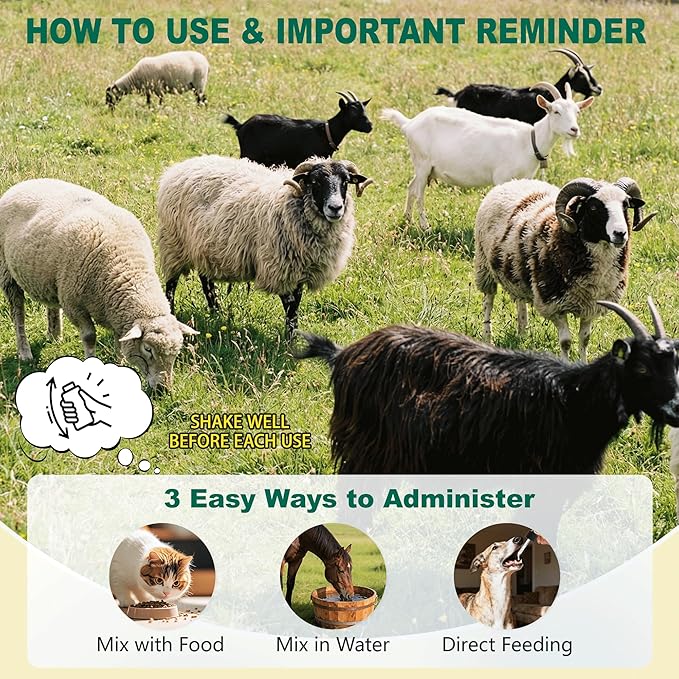 Dewormer for Goat, Sheep, Poultry & More - Liquid Fenbendazole Dewormer for All Wormers, Tapeworms, Roundworms, Hookworms & More, 100ml