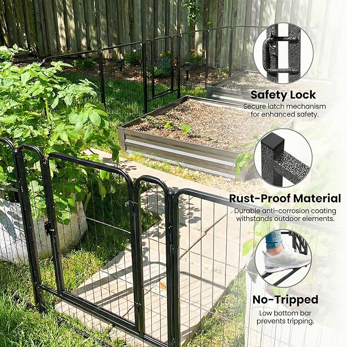 Dog Playpen Outdoor 24 Panels 32'' Rustproof Metal Dog Fence with Gate Small Medium Portable Large Dog Play Pen 54FT, 144 Sq.ft for RV Camping, Trips, Play Yard