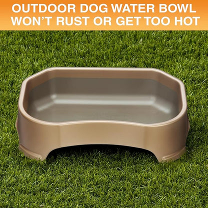 Neater Pet Brands Extra Large Water Bowl for Dogs, Outdoor Dog Water Bowl (1.25 Gallon XL Capacity), Big Trough Style Food Dish for Indoors or Outside, No Spill Large Dog Bowls, Champagne