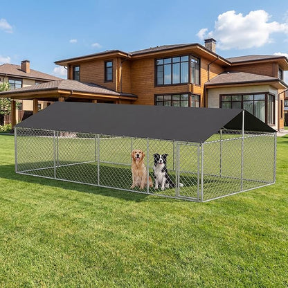 Petony Outdoor Dog Playpen Heavy Duty Dog Kennel House Mesh Dog Big Cage Pet Kennel Steel Fence with Secure Lock