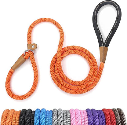 lynxking 8 FT Dog Leash Slip Lead 2 Pack Strong Heavy Duty Braided Dog Training Leash No Pull Training Lead Leashes for Medium Large and Small Dogs