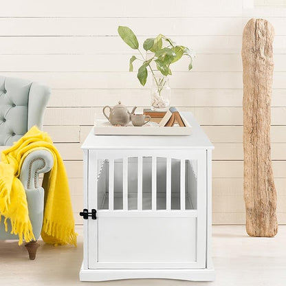 Casual Home Wooden Large Pet Crate, End Table, White 36.50" x 24.00" x 29.25"