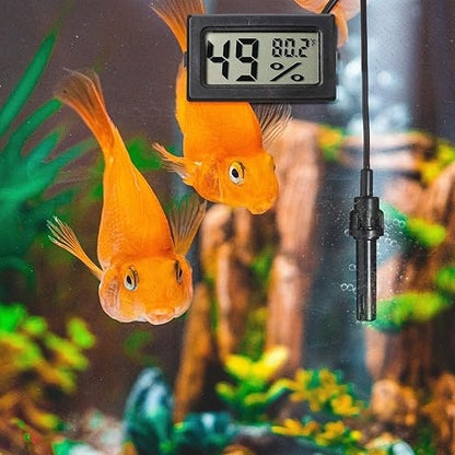 Weewooday Mini Digital Temperature Humidity Meters Gauge with Probe Gauge LCD Fahrenheit Display Thermometer Hygrometer for Incubator Reptile Plant Greenhouse Chicken Coop Garden(Black, 3 Pieces)