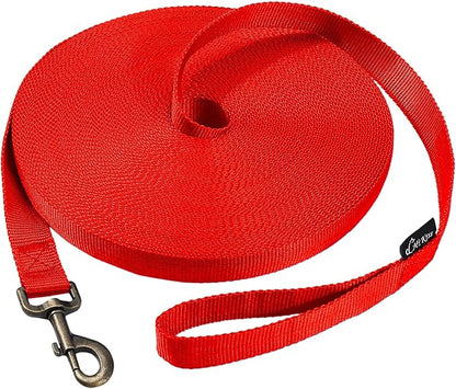 HIKISS Long Dog Leash Obedience Recall Training Agility Lead with Thickening Material for Large Dog - 15ft 20ft 30ft 50ft 100ft Training Leash(Red 20ft)