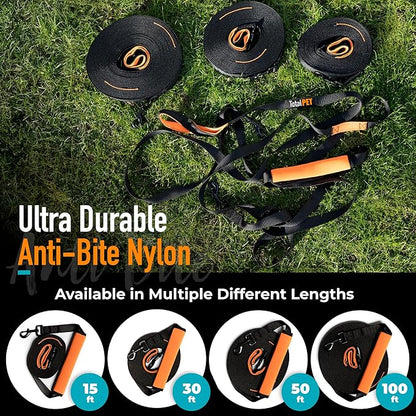 30ft Long Leash for Dogs - Long Line Dog Leash for Training Recall/Commands at Distance - Nylon, Heavy Duty - Ideal for Large & Small Breeds