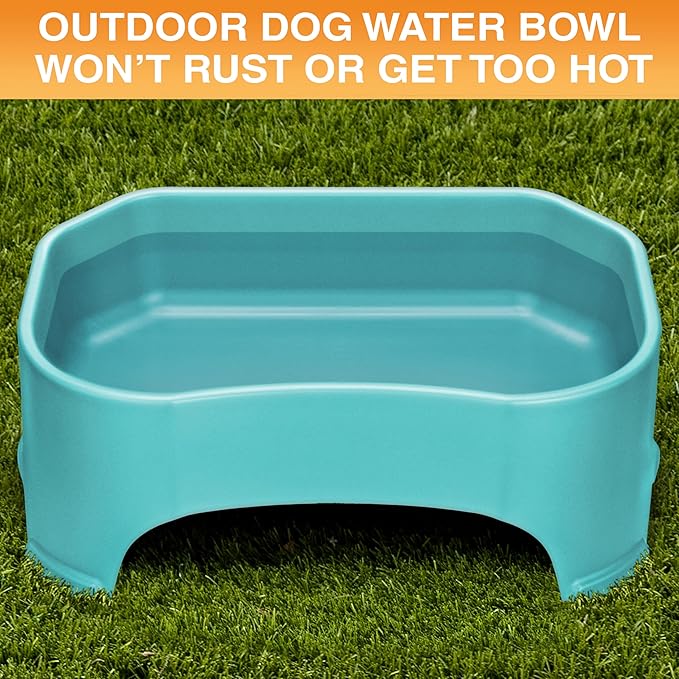 Neater Pet Brands Extra Large Water Bowl for Dogs, Outdoor Dog Water Bowl (2.25 Gallon XL Capacity), Big Trough Style Food Dish for Indoors or Outside, No Spill Large Dog Bowls, Aquamarine