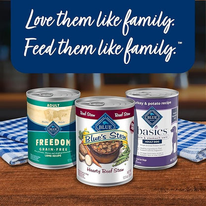 Blue Buffalo Blue's Stew Natural Wet Dog Food, Made with Natural Ingredients, Hearty Beef and Country Chicken Variety Pack, 12.5-oz Cans, 6 Count