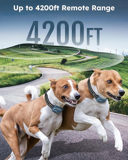 Jugbow Dog Shock Collar 2 Dogs (10-120Lbs) - 4200FT Dog Training Collar with Remote IPX7 Waterproof Electric Collar with 4 Training Modes, Rechargeable e-Collar for Large Medium Small Dog Cyan Blue