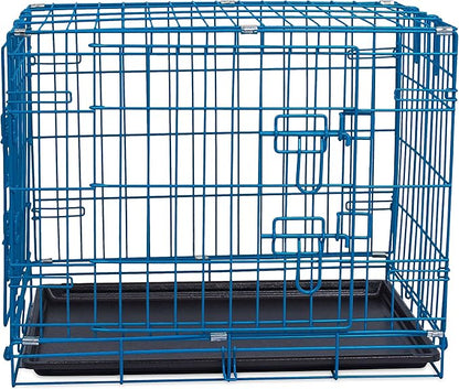 Internet's Best Wire Dog Kennel | Medium (36 Inches) | Double Door Metal Steel Crates | Indoor Outdoor Pet Home | Folding and Collapsible Cage | Blue