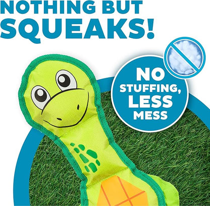 Outward Hound Fire Biterz Turtle Plush Firehose Material Interactive Dog Toy, Medium