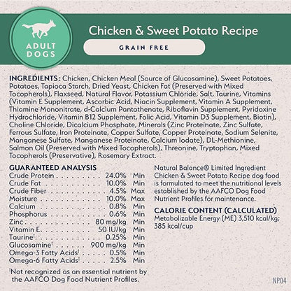Natural Balance Limited Ingredient Adult Grain Free-Dry Dog Food, Chicken & Sweet Potato Recipe, 12 Pound (Pack of 1)
