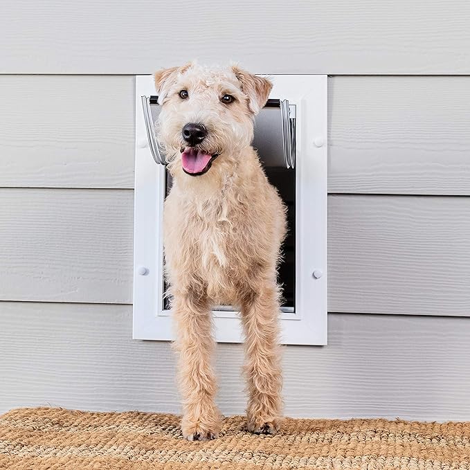PetSafe Wall Entry Pet Door - Rust-Free Telescoping Frame - Easy Install for Interior & Exterior Walls 4 3/4" - 7" Thick - Medium - for Pets Up to 40 Lb