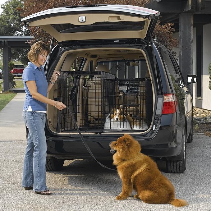MidWest Homes for Pets Solutions Series Large Side-by-Side SUV Dog Crate, Double Door Folding Metal Cage Designed to Fit in SUVs & Vans, for Dogs up to 90 Lbs