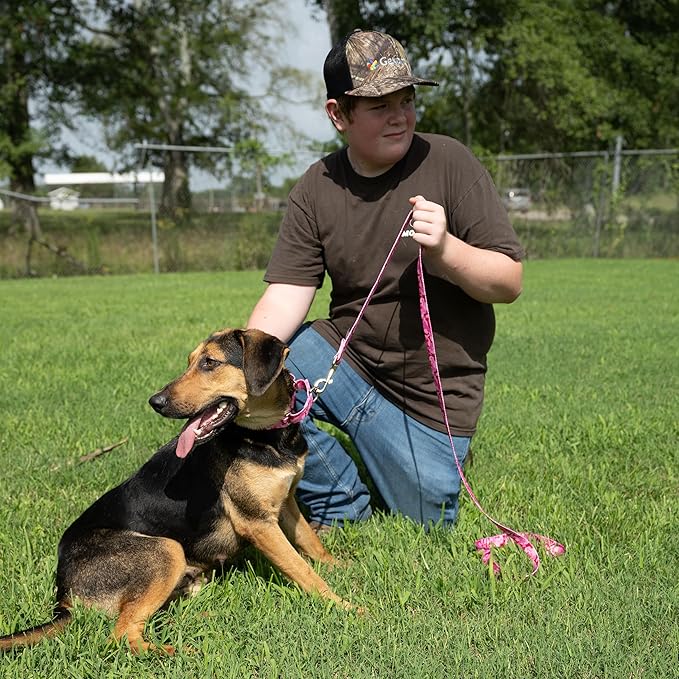 Country Brook Petz - Pink Bone Camo Martingale Dog Collar and Leash - Camouflage Collection Featuring Rugged Designs (1 Inch, Extra Large)