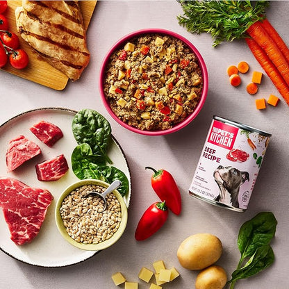 Your PET'S Kitchen Wet Dog Food, Beef Recipe - 13.2 oz Cans (Pack of 6), Made in The USA with Real Beef