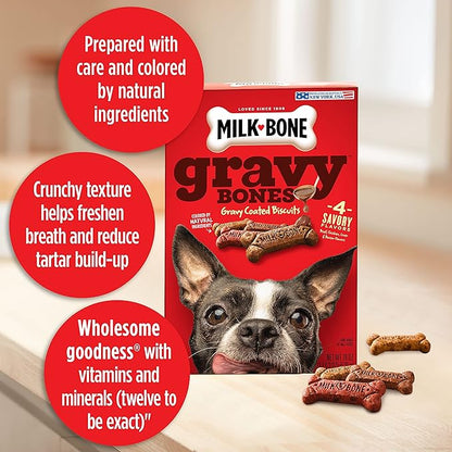 Milk-Bone Gravy Bones Dog Treats with Savory Meat Flavors, 60 Ounce (Pack of 3)
