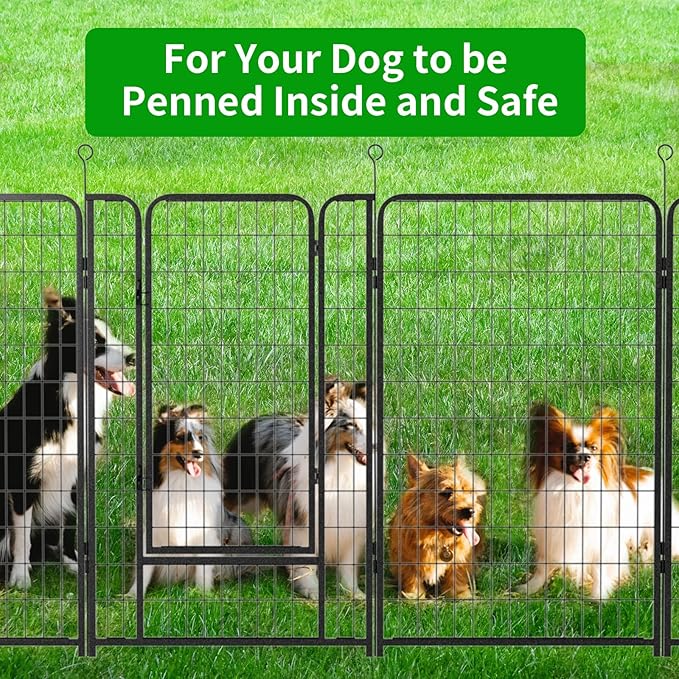 Kfvigoho Dog Playpen Outdoor Extra Wide 24 Piece Panels Heavy Duty Dog Fence 50" Height Anti-Rust with Doors Portable for RV Camping Yard, Total 63FT, 316 Sq.ft, Snowy Black