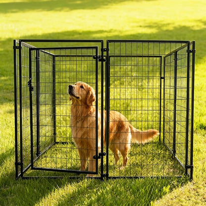 Luna Expandable Outdoor Dog Kennel 10x10x4 ft | Large Heavy-Duty Galvanized Steel Pet Pen with Gate | Powder-Coated Frame | Rust-Resistant Panels | Secure Latch