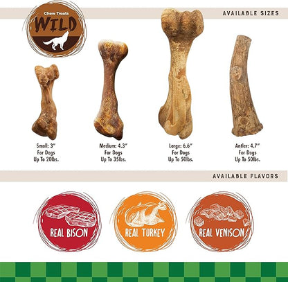 Nylabone Healthy Edibles WILD Natural Dog Chew Treats for Small Dogs, Long Lasting Dog Healthy Chew Bones Made in USA, Bison Flavor, For Dogs Up to 25 lbs. (8 Count)