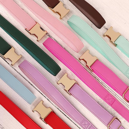PET ARTIST Soft PU Leather Dog Collar and Leash Set, Bright & Stylish 5FT PU Leather Leash and Collar Set, Durable Pet Collars with Quick Release Metal Buckle for Large Dogs,Mint Green,L(16-27")
