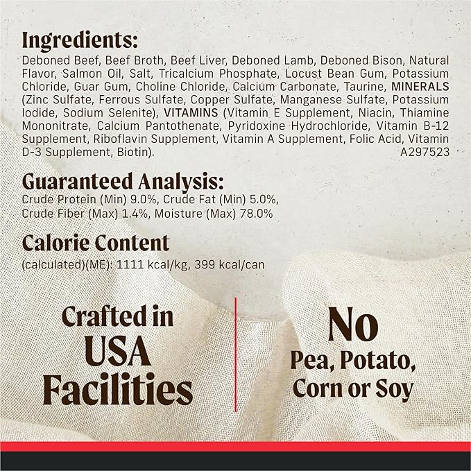 Merrick Grain Free Premium And Natural Canned Dog Food, Soft And Healthy Poultry Free Wet Recipe, Real Beef Lamb And Bison - (Pack of 12) 12.7 oz. Cans