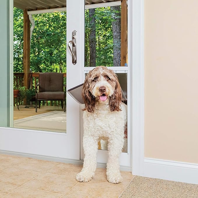 PetSafe Sliding Glass Pet Door - No-Cut DIY Install Doggy Door for Renters - Aluminum Frame - Adjustable Height 75 7/8" to 80 11/16" - Ideal for Extra Large Dogs Up to 220 lb - White
